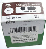 Close-up view of cup point and hex drive details on Hillman set screws