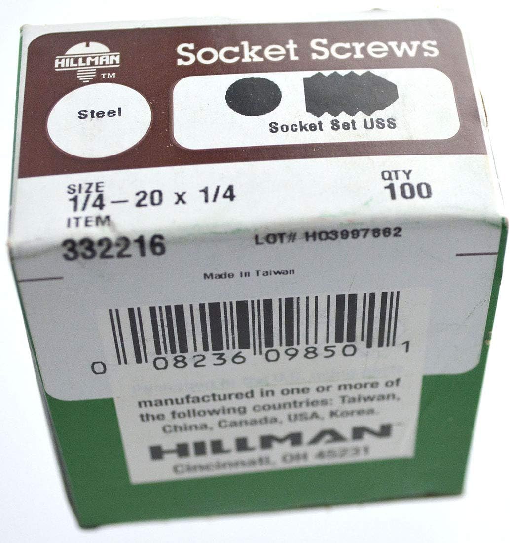 Close-up view of cup point and hex drive details on Hillman set screws
