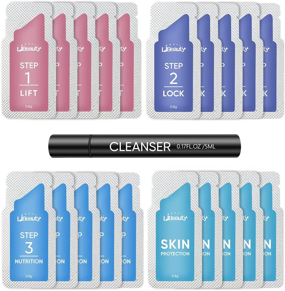 Libeauty Brow Lamination Kit Lash Lift Kit Lasting 8 Weeks Sachet Disposable Upgraded Version Curling Perming Wave Lotion & Liquid Set Home Perm Kit (20pcs-lash/brow lift kit) - Image 1