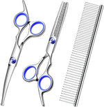 FAIGEO Dog Grooming Scissors with Safety Round Tips Stainless Steel Professional Dog Grooming Kit - Thinning, Curved Scissors and Comb for Cat Pet (Pink 4 in 1) - Image 11