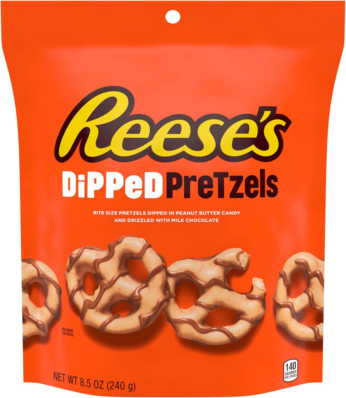 Reese's dipped pretzels 240 gram bag packaging design