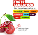 Close up view of gluten free and peanut free allergen labels on the candy packaging.