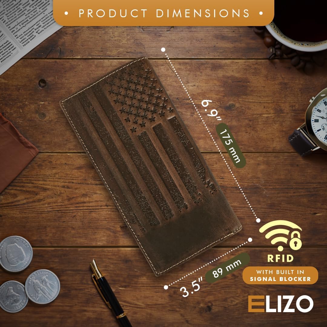 ELIZO western leather wallet open showing card slots