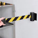 Global Industrial wall barrier extended belt with safety stripe detail