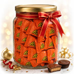 Close up of individually wrapped Reese's snack size peanut butter cups