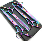 7.0in Titanium Professional dog Grooming Scissors set,Straight & Thinning & Curved scissors 4pcs set for Dog grooming (Bright black) - Image 11