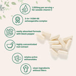 Micro Ingredients KSM-66 Ashwagandha vegetarian capsules close up view