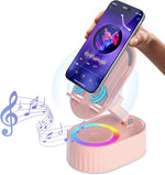 AKLLCCR Wireless Induction Audio Bluetooth Speaker 5in1 Phone Holder Emergency Rechargeable (3000mAh) with Colorful Ambient Light 300 degrees Foldable for Tablet iPhone Android, Gifts for Men Women (White) - Image 9