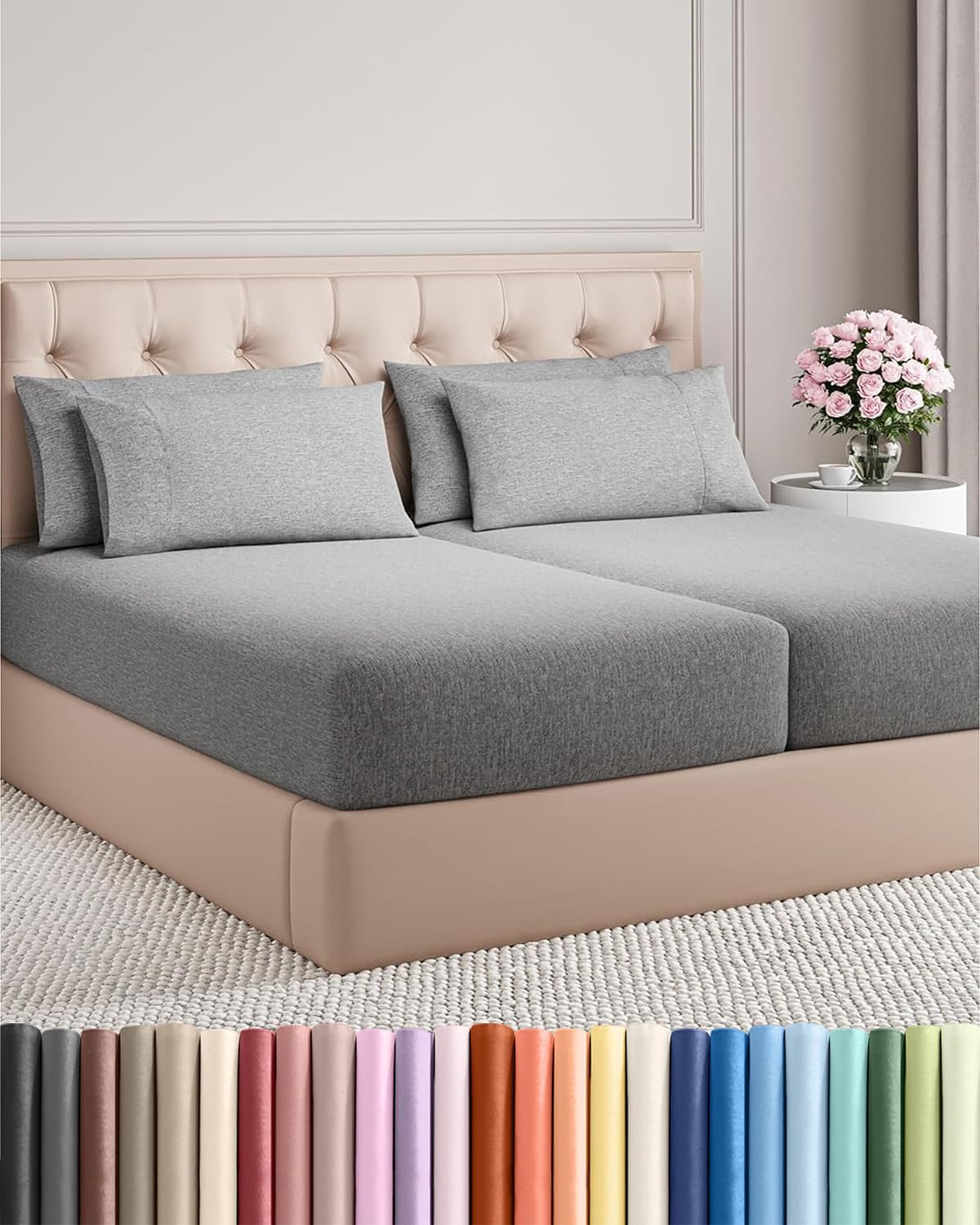 CGK Unlimited split king bed sheet set front view