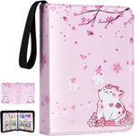 CLOKORIA Sakura Cat card binder front view with zipper