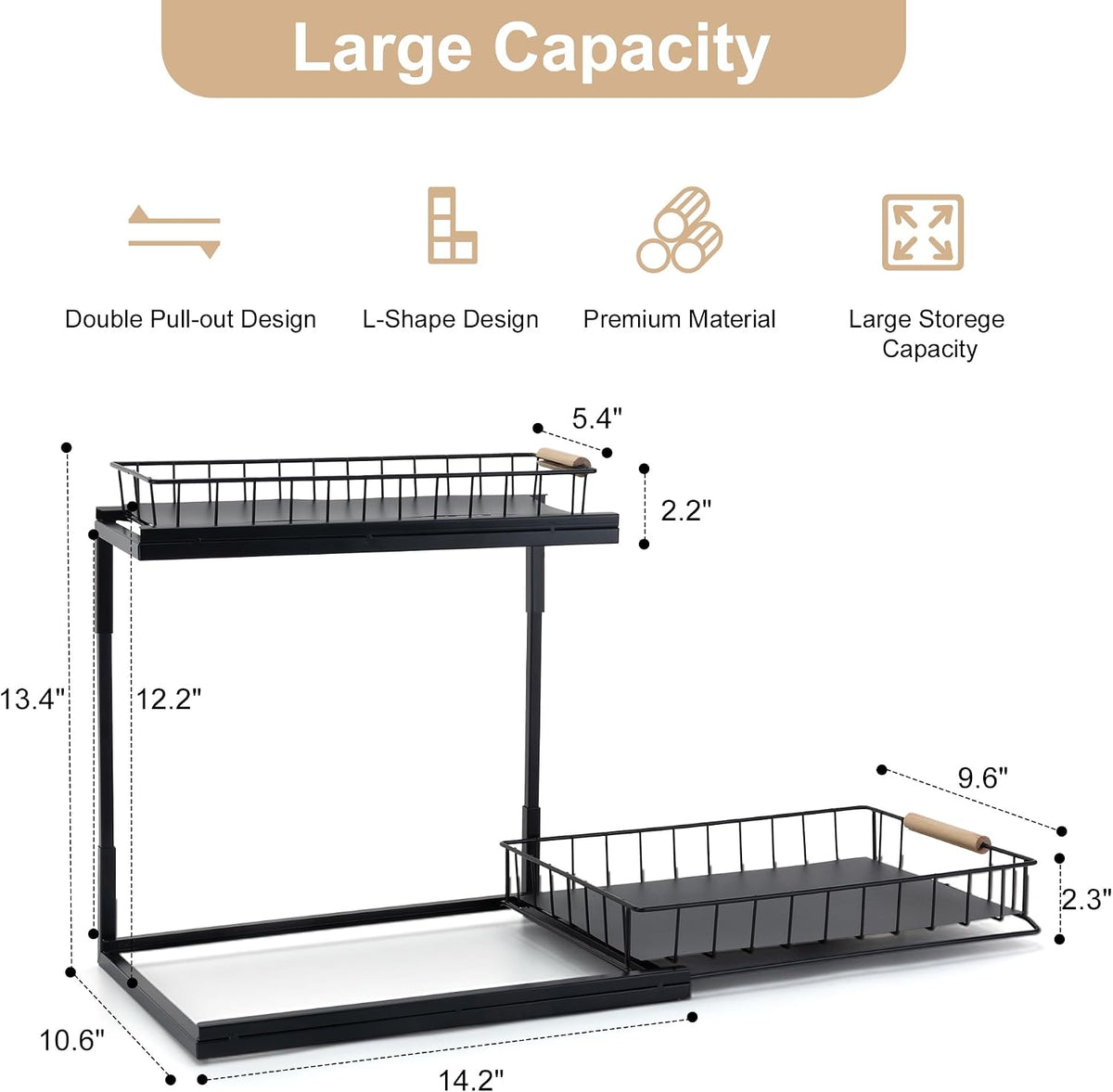 VESTCDF pull-out kitchen storage rack loaded with cleaning bottles