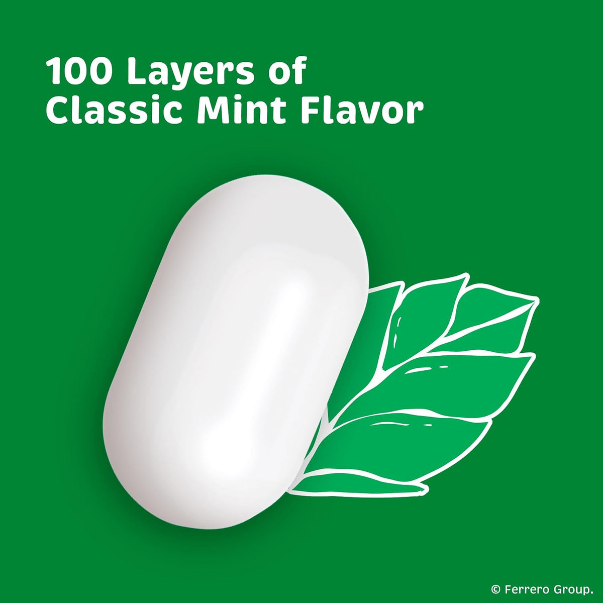 Close-up of the classic white mint tablets showing their smooth hard candy texture