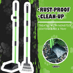 Heavy duty metal pet scoop and rake for grass and gravel yards