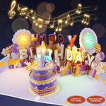 XTF2015 Happy Birthday Cards Fireworks, Pop Up Birthday Card | Lights Music and Sound Fireworks Cake 3D Birthday Cards Gift with Envelope & Note Tag for Women, Men, Kids, Wife, Mom - Image 14