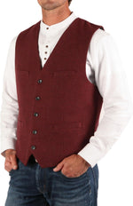 The Celtic Ranch men's Irish herringbone wool vest angled side perspective
