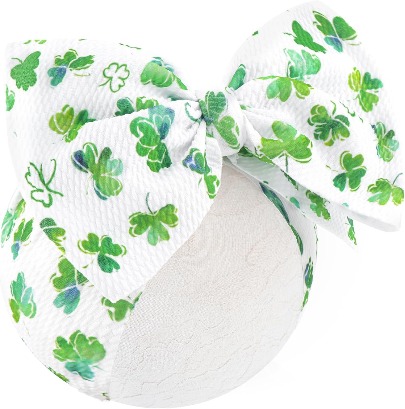 Oneninedream 7 inch St Patricks Day baby bow headband front view