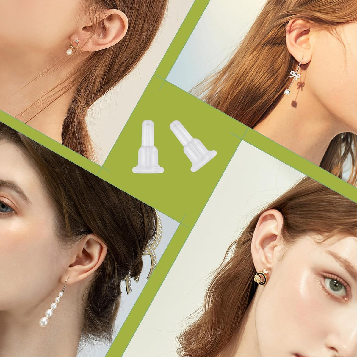 Flexible rubber earring stoppers lifestyle display