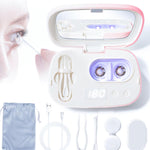 ALLGLAM automatic ultrasonic contact lens cleaner machine front view showing pink and white casing with digital LED timer display.