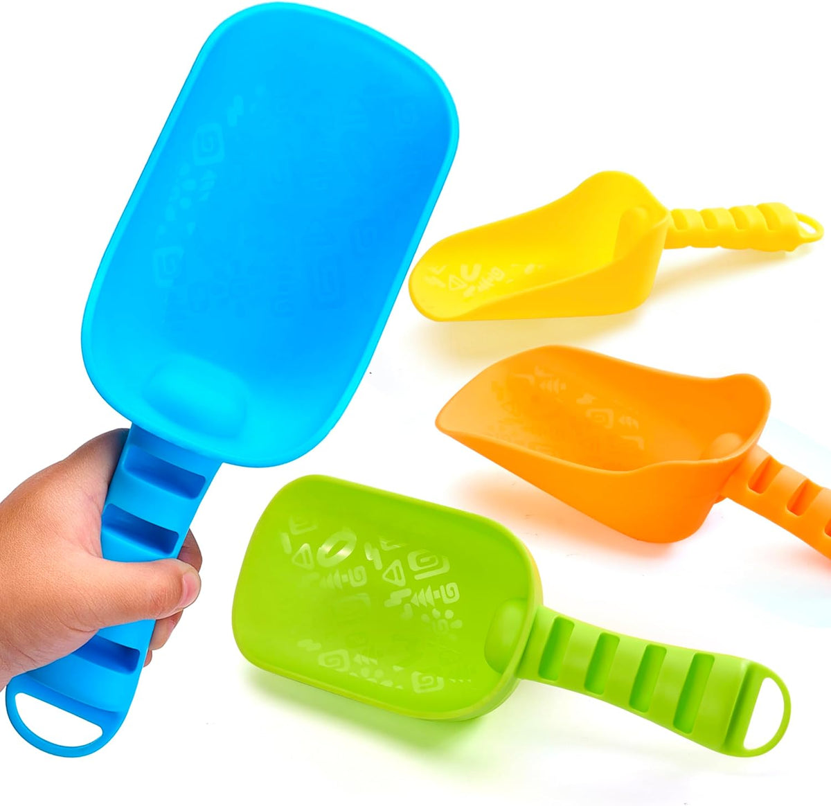Sloosh 4 pack beach sand shovels for kids front view