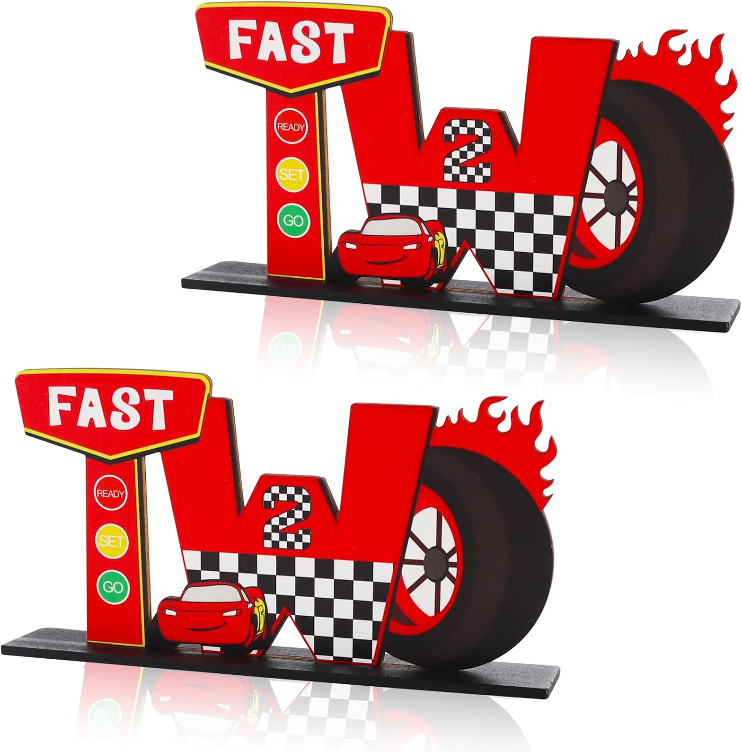 Baoooful Race Car Fast Two table centerpiece set front view
