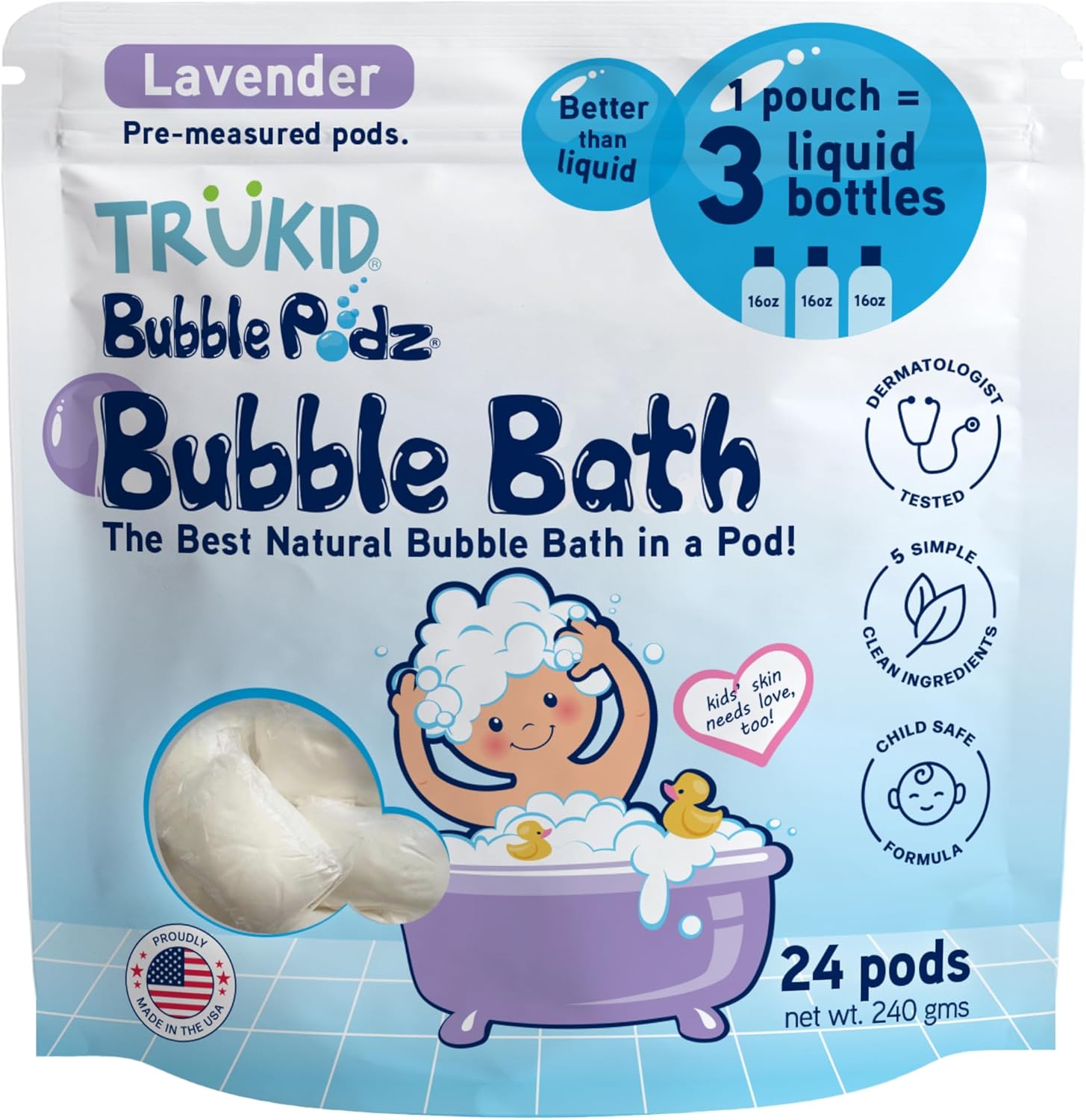 TruKid Bubble Podz Lavender 24 Count front packaging view