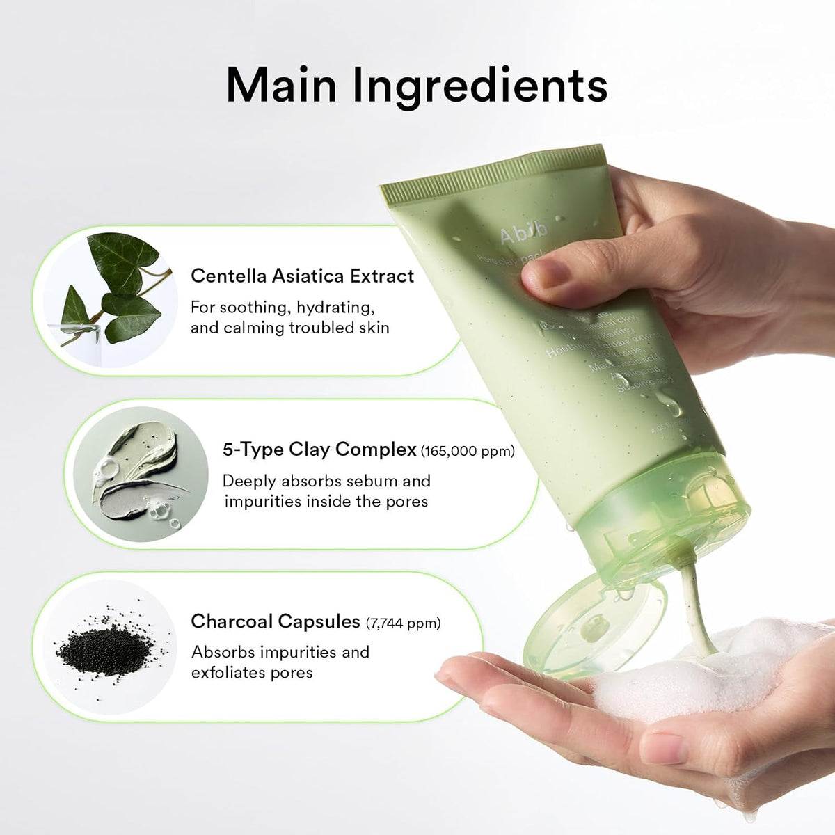 Detailed view of the Abib Pore Clay Pack Cleanser cap and dispensing tip