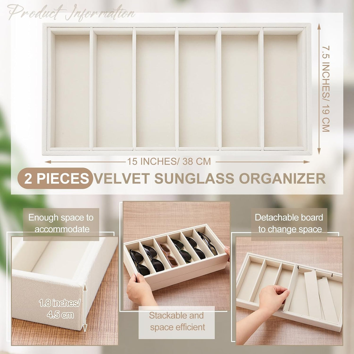 Juexica stackable eyewear display case angled side view
