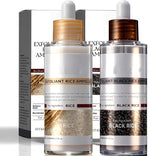 Ipsify Rice Peel Shot Glow Ampoule Duo front packaging view showing both white and black rice formulas for gentle exfoliation.