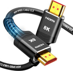 Highwings long HDMI cable 15 feet front view showing gold plated connector head.