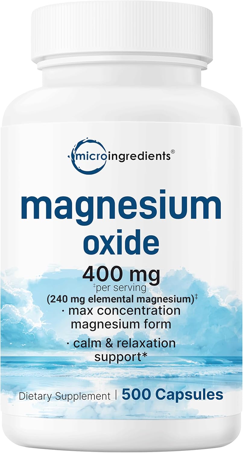 Micro Ingredients Magnesium Oxide 400mg capsules bottle front view