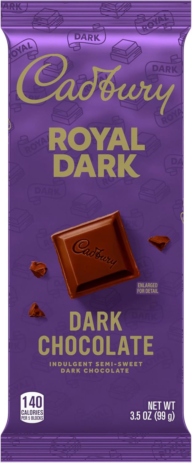 Cadbury Royal Dark Chocolate three point five ounce single wrapped bar