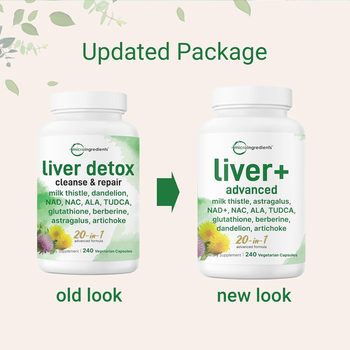 Micro Ingredients Liver Advanced Plus 20-in-1 ingredient breakdown graphic