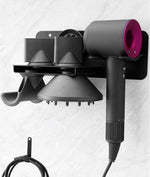 Dysolve hair dryer holder wall mount front view black metal
