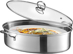 Eglaf 8Qt Stainless Steel Fish Steamer - Multi-Use Oval Cookware with Rack, Ceramic Pan, Chuck - Stockpot for Steaming Fish, Boiling Soup - Image 1