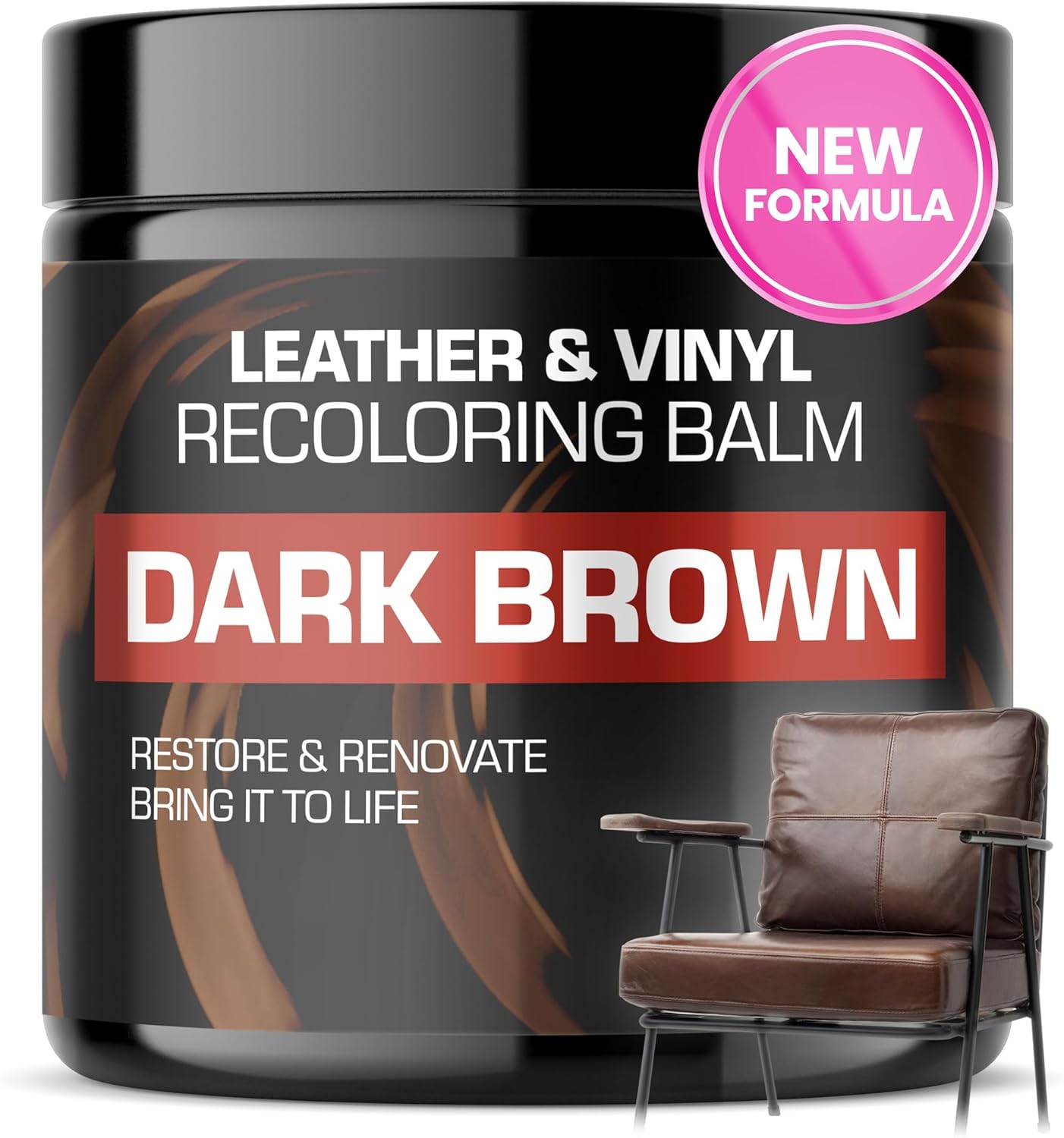 FORTIVO leather recoloring balm front view dark brown cream for couch restoration