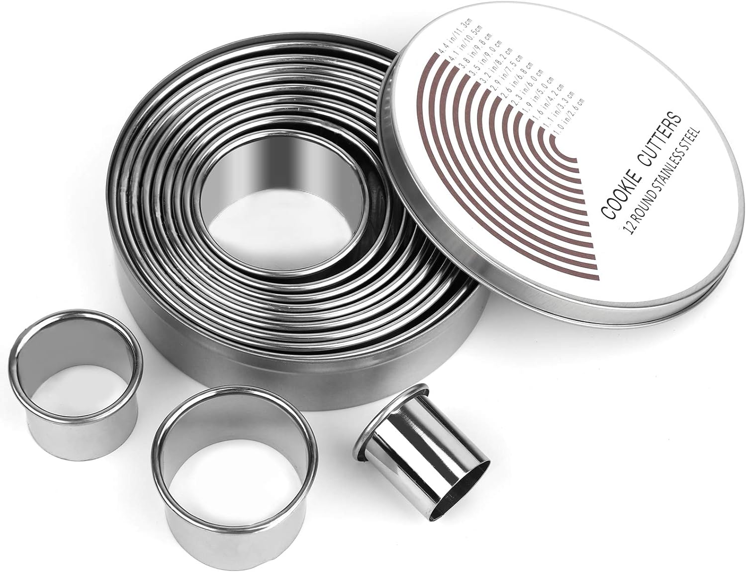 HAHAYOO 12 Piece Donut Hole Cookie Biscuit Cutter Set front view for baking tools