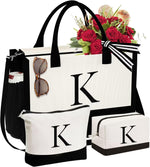 YOOLIFE initial canvas tote bag front view monogram letter K