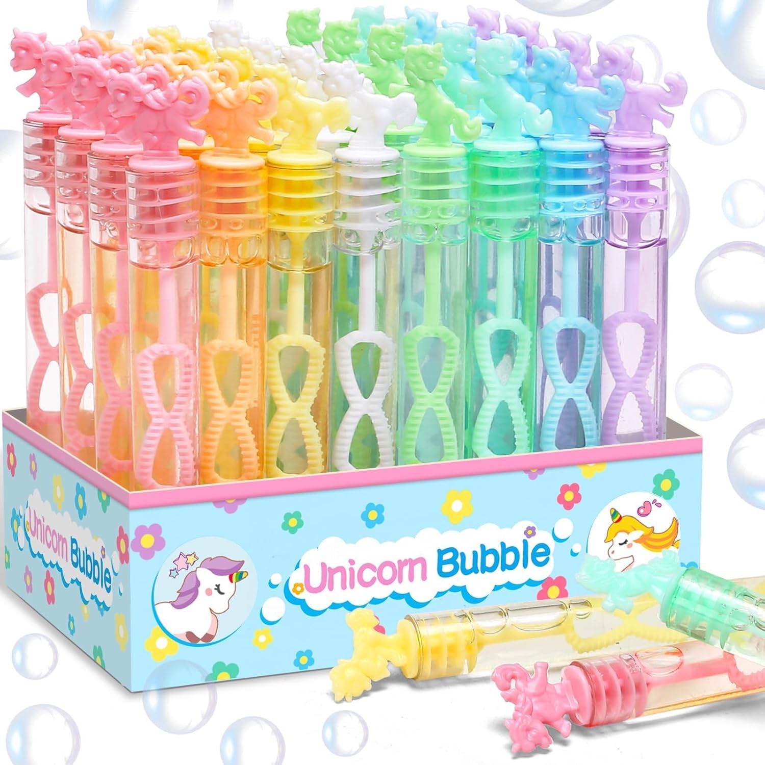 Cawiew 32 Piece Mini Unicorn Bubble Wand set in gift box