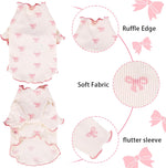 Yoolhamy breathable ribbed fabric pet outfit with bowknot print details