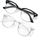 Racico blue light blocking glasses front view showcasing the classic black semi-rimless half frame design.