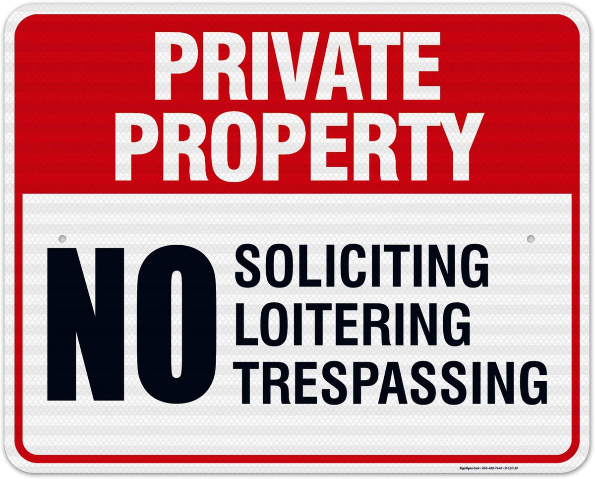 Private Property Sign, No Soliciting No Loitering No Trespassing, | (2 Pack) 10x14 Inches, Rust Free .040 Aluminum, Made in USA by Sigo Signs - Image 11
