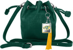 Little Earth Productions NCAA Charming Mini Bucket Bag worn as crossbody