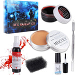 MEICOLY SFX makeup kit front view showing scar wax and blood spray