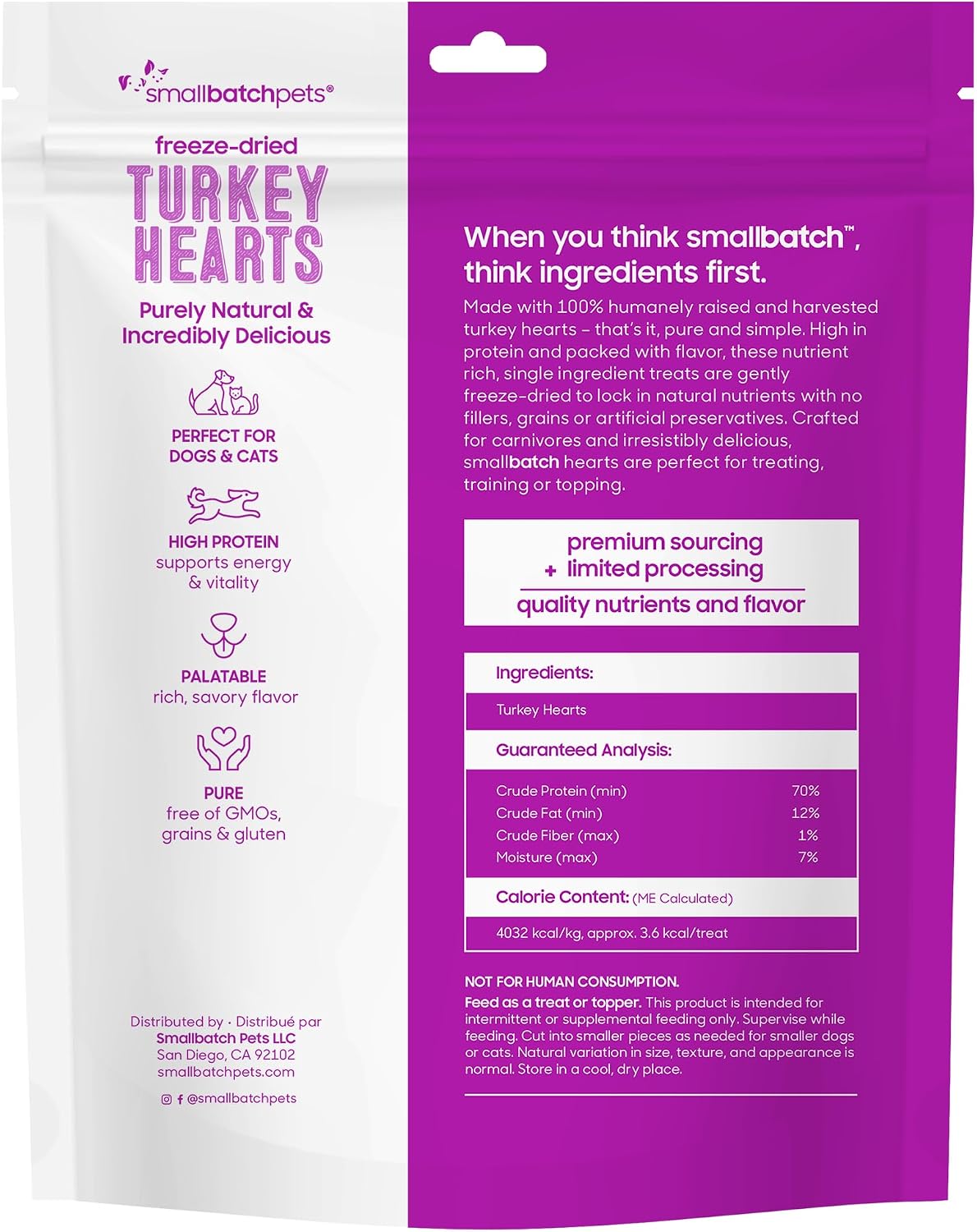 Smallbatch high protein single source organ meat pet treats premium packaging