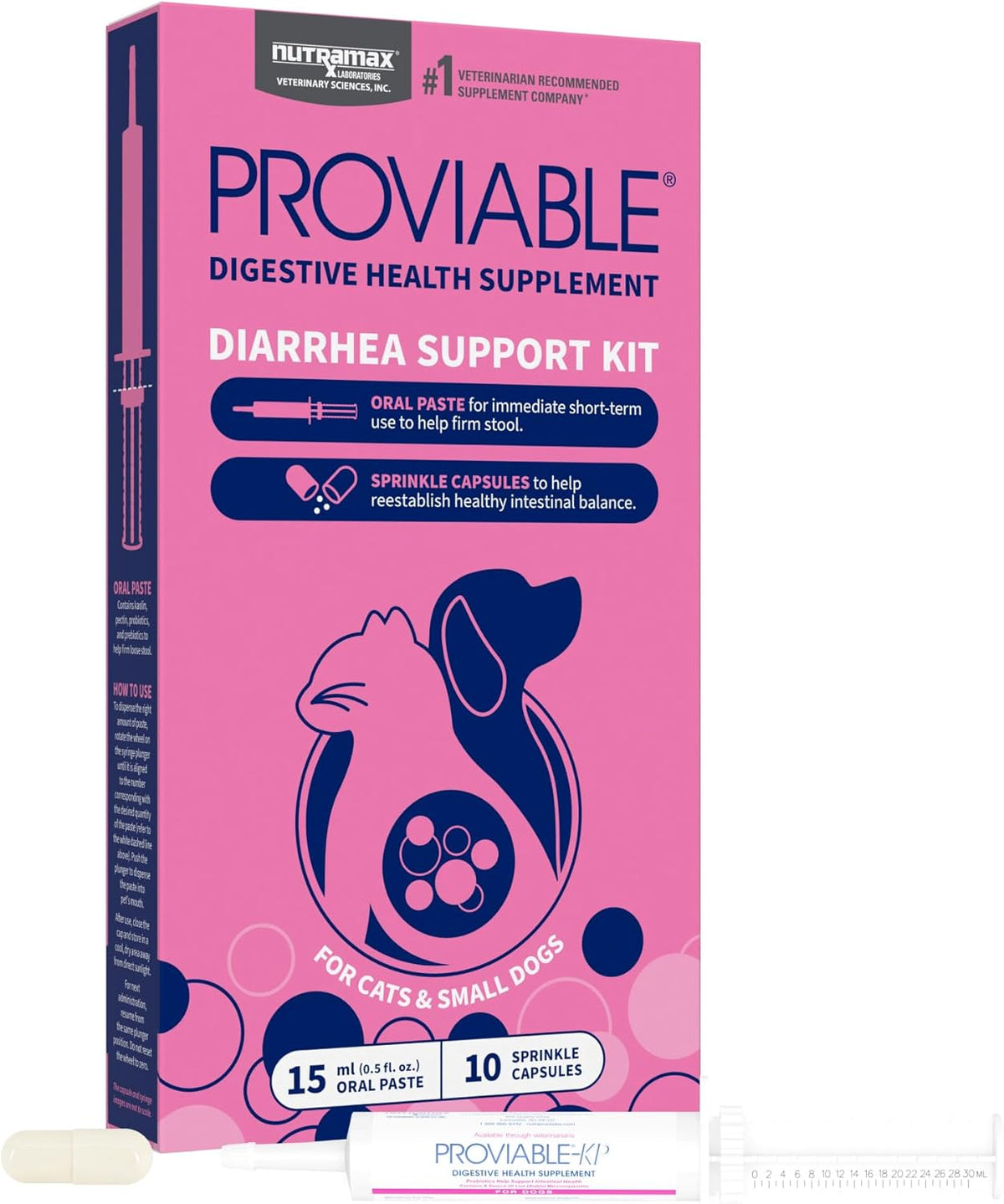 Nutramax Proviable Probiotics for Dogs, Diarrhea Support Kit, Digestive Health Supplement with Multiple Strains of Bacteria, Plus Prebiotics, Kaolin and Pectin, 30 ml Paste and 10 Capsules - Image 14