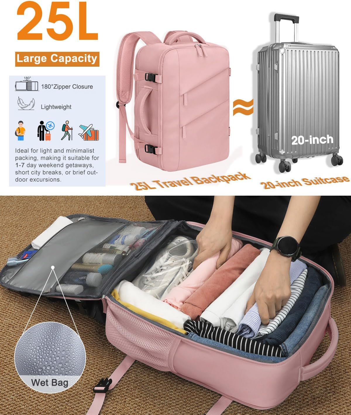 Capolo flight approved backpack TSA 180 degree opening