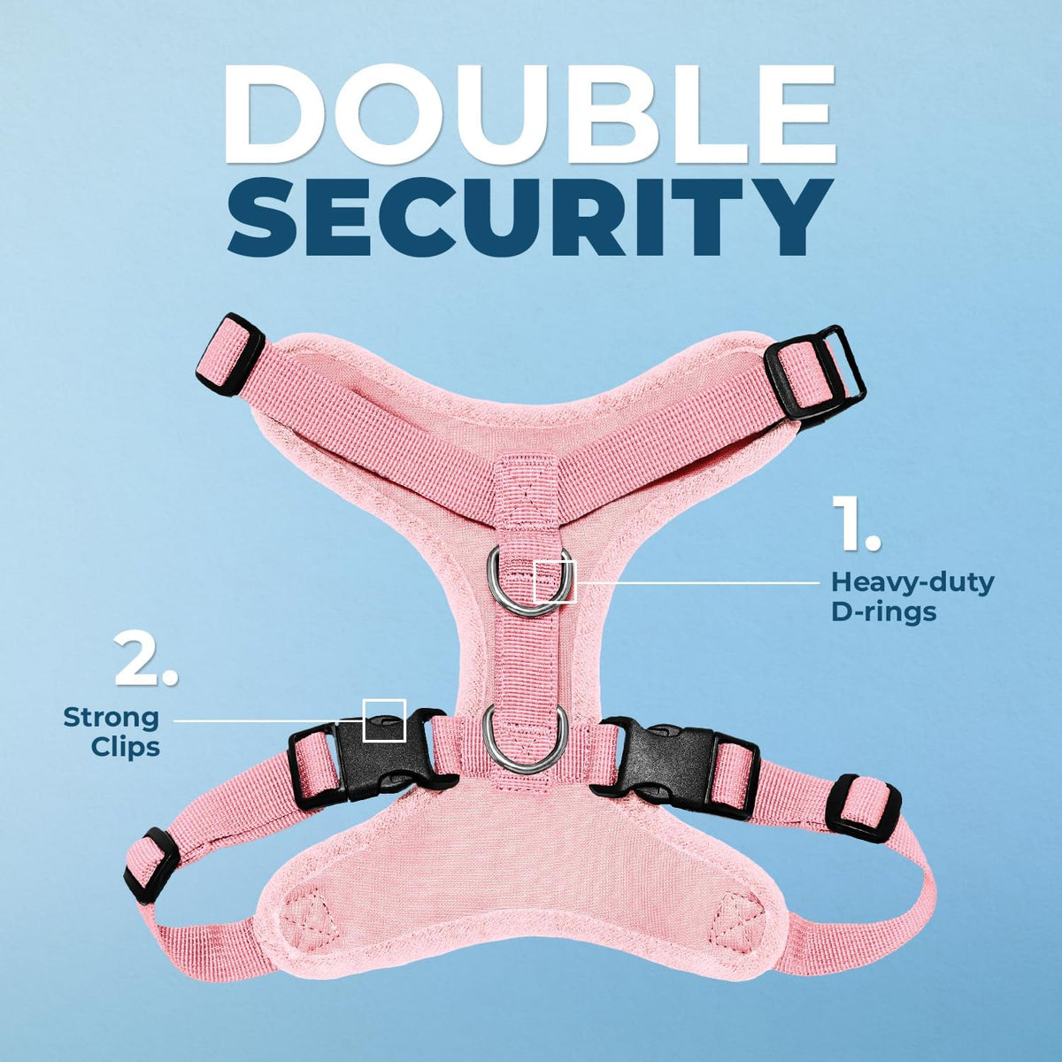 Side angle view of the pink Voyager pet vest showing the adjustable straps and quick-release buckle.