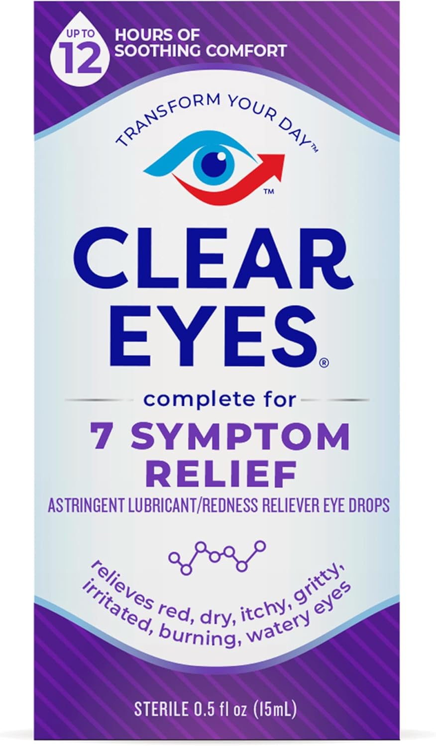 Clear Eyes 7 Symptom Relief Eye Drops, 0.5 Fl Oz - Image 1