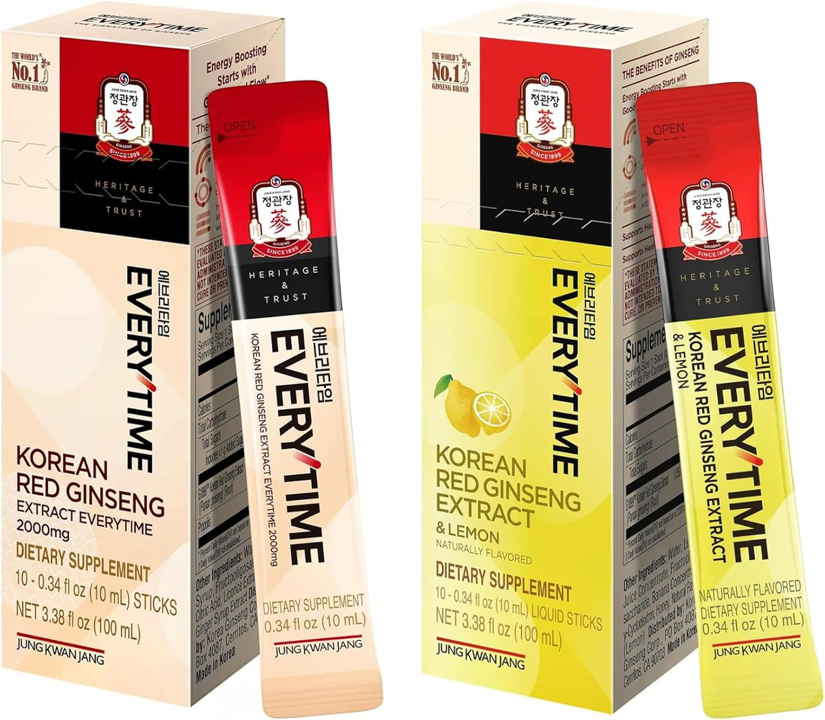 Jung Kwan Jang Everytime Korean Red Ginseng Liquid Stick Bundle front view for natural energy supplement