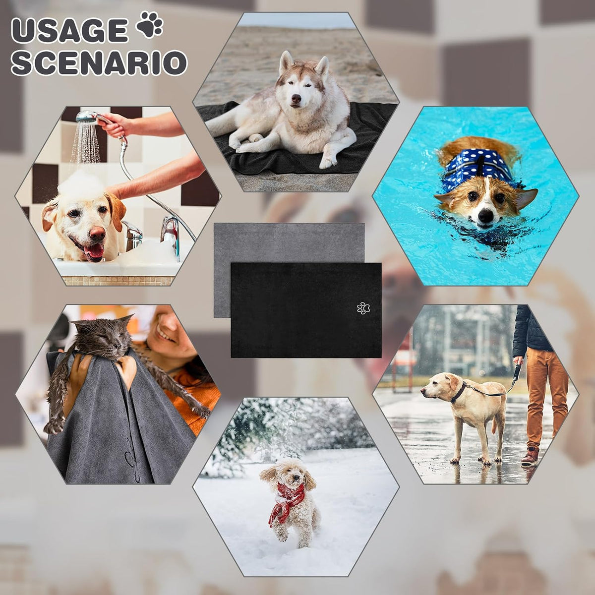 Chumia quick drying pet towel demonstrating soft texture.